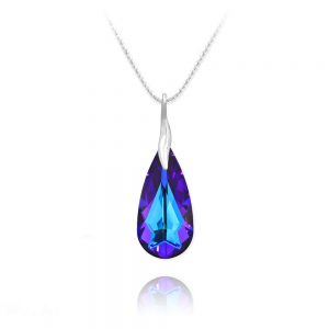 Teardrop 24mm Silver Necklace with Swarovski Crystal Heliotrope