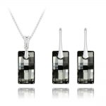 Urban Silver Jewelry Set with Swarovski Crystal - Silver Night