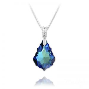 Barqoue Sterling Silver Necklace with Swarovski Crystal – Heliotrope